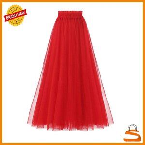 A-Line Tulle Skirt Tea Length Elastic Waist Party Evening Wear